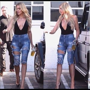 Ripped fashion nova capris